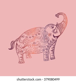 Cute elephant. Doodle style.