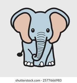 Cute elephant doodle style vector illustration