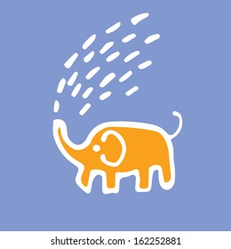 Cute elephant. Drawing.