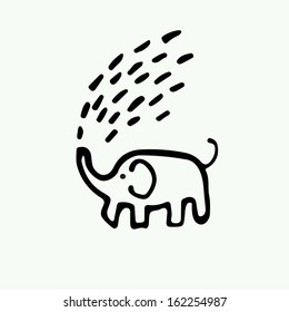 Cute elephant. Drawing.