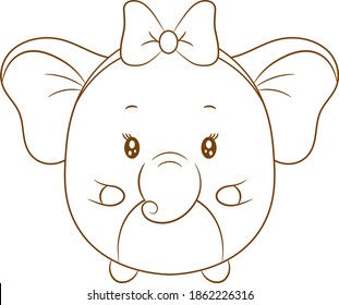 cute elephant drawing skitch for coloring