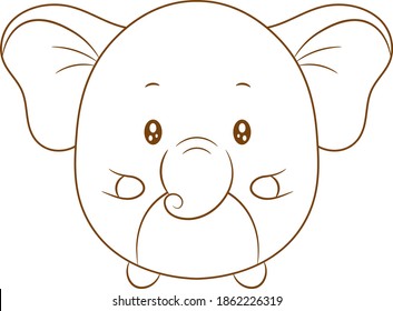 cute elephant drawing skitch for coloring