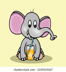 un elefante lindo y lindo está tomando agua naranja con paja