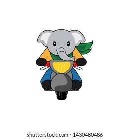 cute elephant drive motorcycle for kids t shirt, wallpaper, frame etc