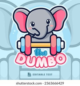 Cute Elephant Dumble Logo Cartoon