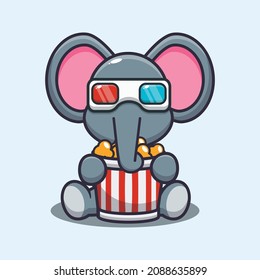 Cute elephant eating popcorn