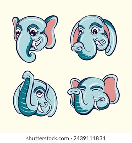 cute elephant emoticons vector art