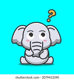 cute elephant expression thinking  vector illustration