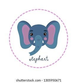 Cute elephant face head wild animal vector illustration