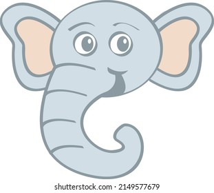 Cute Elephant Face Vector Illustration