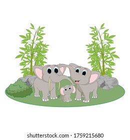 cute elephant family illustration design