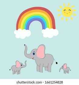cute elephant family illustration nursery 