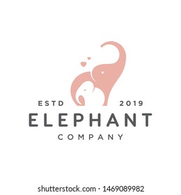 cute elephant family vector for baby shop logo design