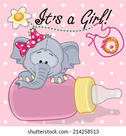 Cute Elephant with feeding bottle 