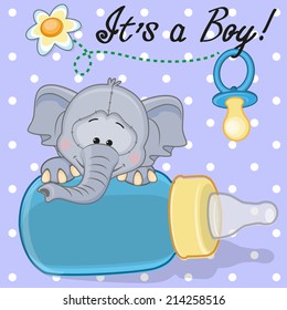 Cute Elephant with feeding bottle 