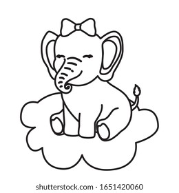 cute elephant female in cloud isolated icon vector illustration design