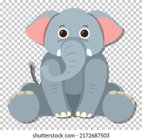 Cute elephant in flat cartoon style illustration
