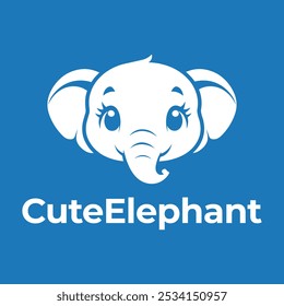 cute elephant flat minimalist logo design
