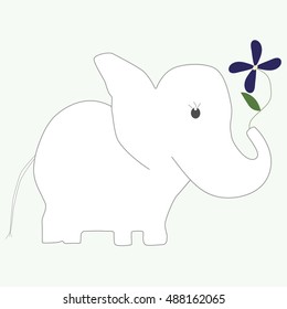 Cute elephant with a flower in the trunk