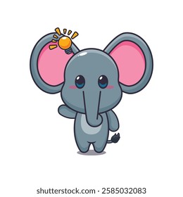 Cute elephant get an idea cartoon vector illustration. vector cartoon illustration suitable for poster, brochure, web, mascot, sticker, logo and icon.