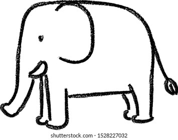 cute elephant hand drawn doodle crayon texture kid's illustration