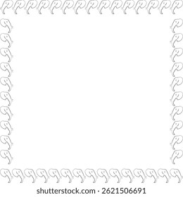Cute elephant hand drawn frame. African elephant. Wildlife animal on white background