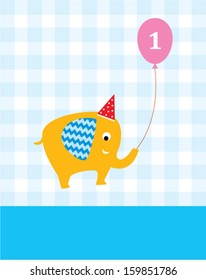 cute elephant happy 1st birthday