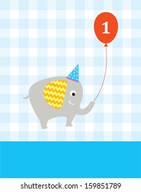 Cute Elephant Happy 1st Birthday