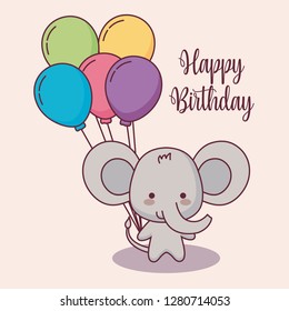 Cute Elephant Happy Birthday Card Stock Vector (Royalty Free ...