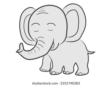 Cute elephant with happy face. Vector design. 