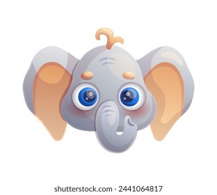 Cute elephant head on a white background. Vector illustration.