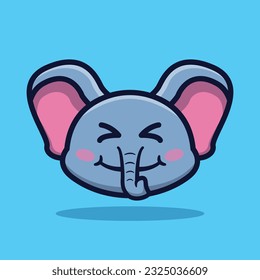 Cute Elephant Head Vector Illustration Isolated