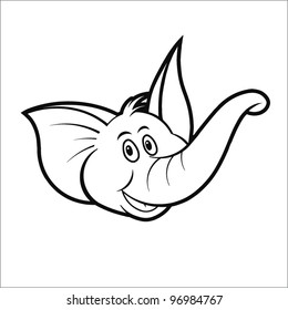 Cute elephant head - vector illustration