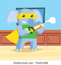 Cute elephant healthy habit and cleaning poster series