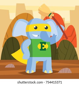 Cute elephant healthy habit and cleaning poster series
