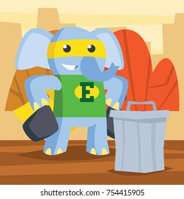 Cute elephant healthy habit and cleaning poster series