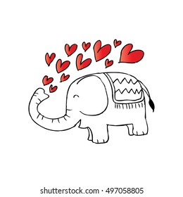 Cute elephant with heart.