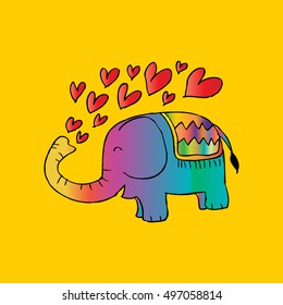 Cute elephant with heart.