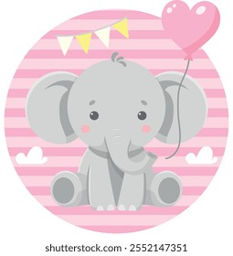 Cute Elephant With Heart Balloon Decorative Paper Birthday Party Baby Shower