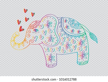 Cute elephant with heart shape
