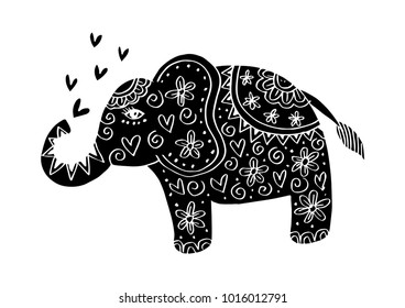 Cute elephant with heart shape