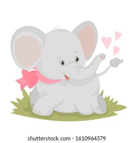 Cute elephant with hearts for valentine's day