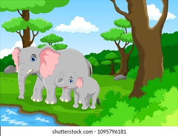 cute elephant and her baby
