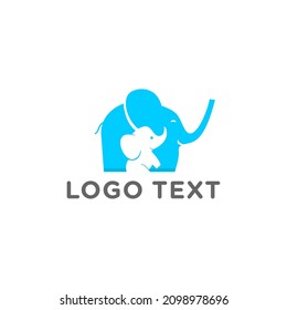 Cute Elephant And Her Baby Logo Vector