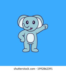 Cute elephant hero. Animal cartoon concept isolated. Can used for t-shirt, greeting card, invitation card or mascot.