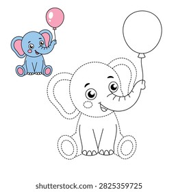 Cute elephant holding balloon