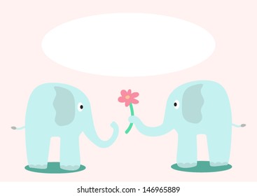 cute elephant holding a flower