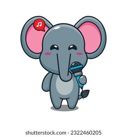 cute elephant holding microphone cartoon vector illustration.