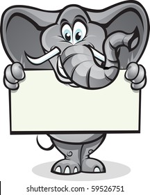 Cute elephant holding up a sign. Separated into layers for easy editing.