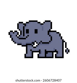 cute elephant icon pixel art